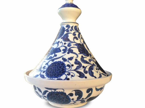 Tajine motif fleur bleu