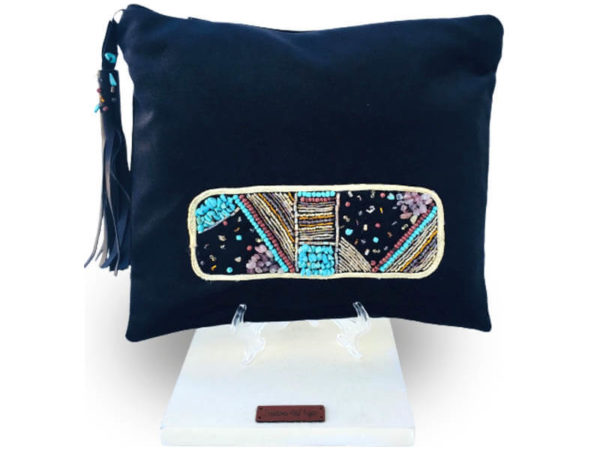 Pochette ethnique en velours noir - Clutch 0120037