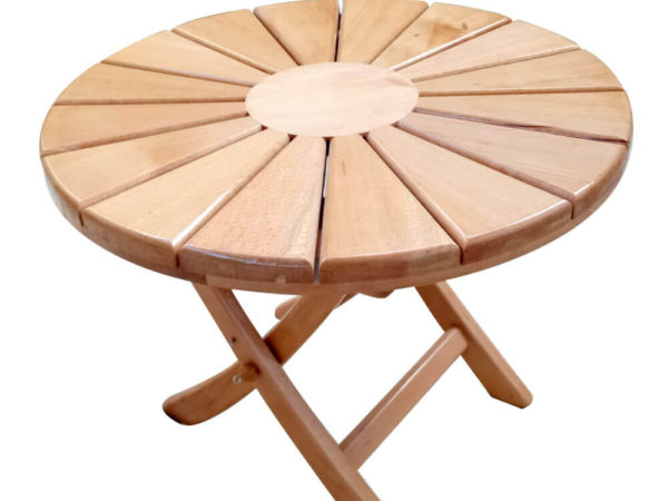 Table basse ronde pliable en bois massif