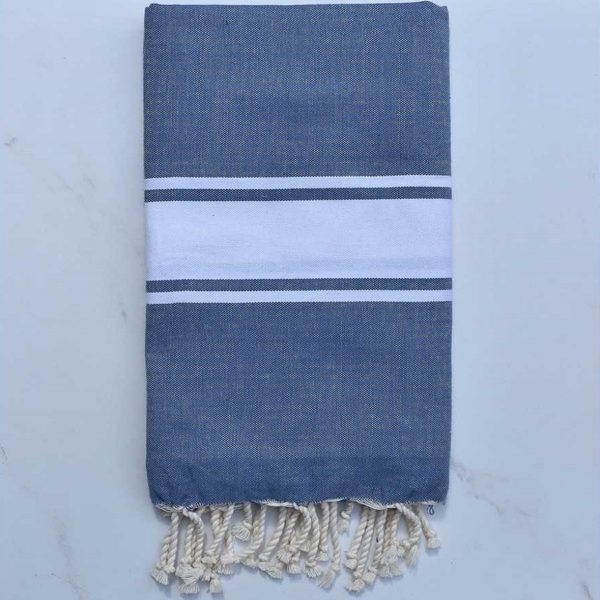 Fouta plate bleu guède 607