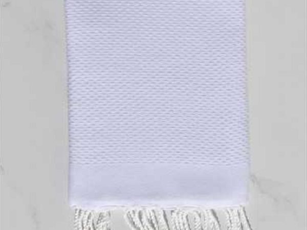 Fouta nid d'abeille unie blanche