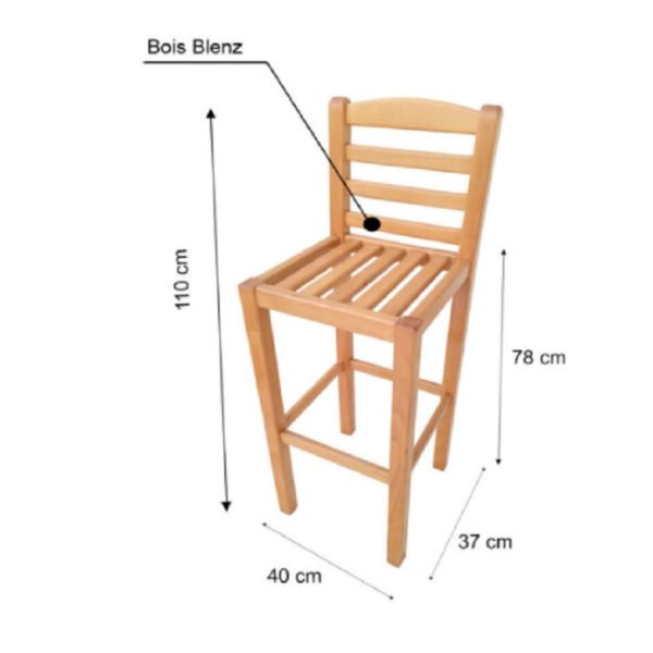 Chaise bistrot en bois massif robuste