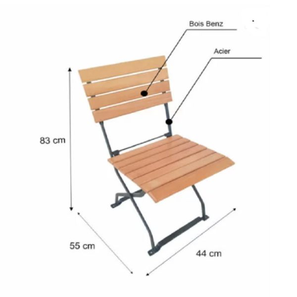 Chaise Pliable en Bois et Acier