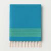Fouta nid d'abeille turquoise à rayures vertes