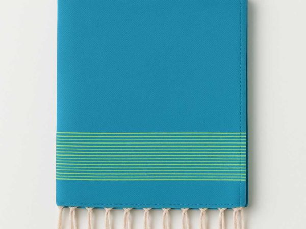 Fouta nid d'abeille turquoise à rayures vertes
