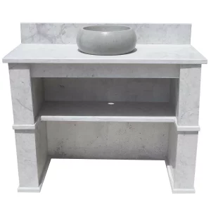 Lavabo Extérieur en Marbre Blanc – Élégance et Robustesse