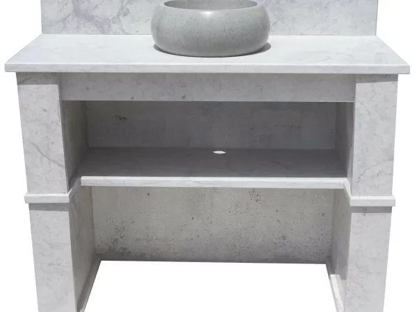 Lavabo Extérieur en Marbre Blanc – Élégance et Robustesse