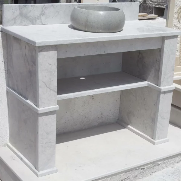 Lavabo Extérieur en Marbre Blanc – Élégance et Robustesse 120 cm