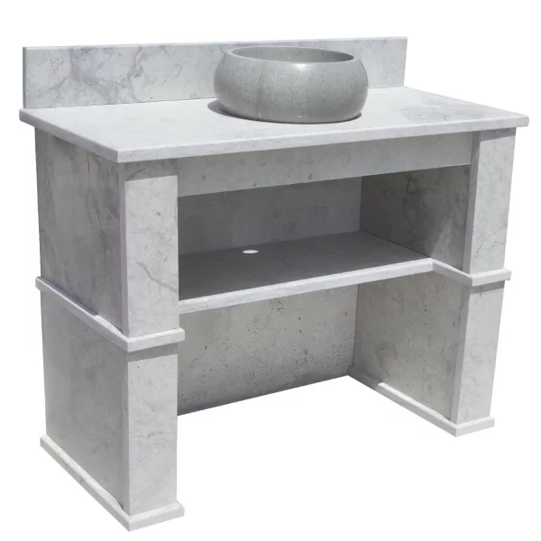 Lavabo Extérieur en Marbre Blanc – Élégance et Robustesse 120 cm