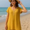 robe de plage jaune en lin