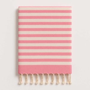 Fouta Rose Rayée 100% Coton