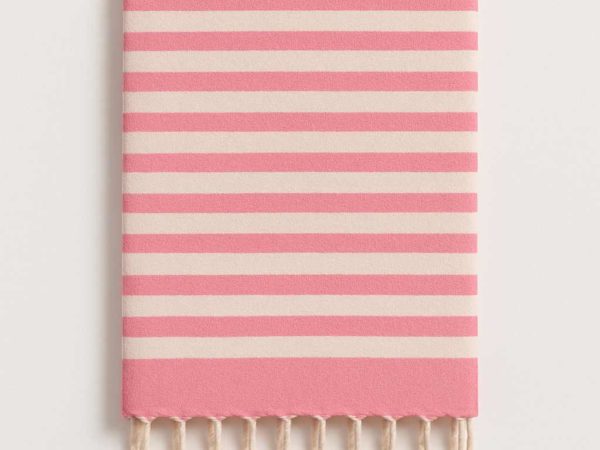 Fouta Rose Rayée 100% Coton