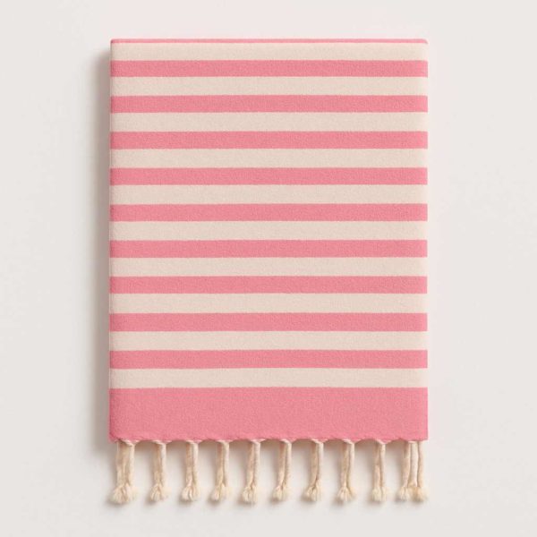 Fouta Rose Rayée 100% Coton